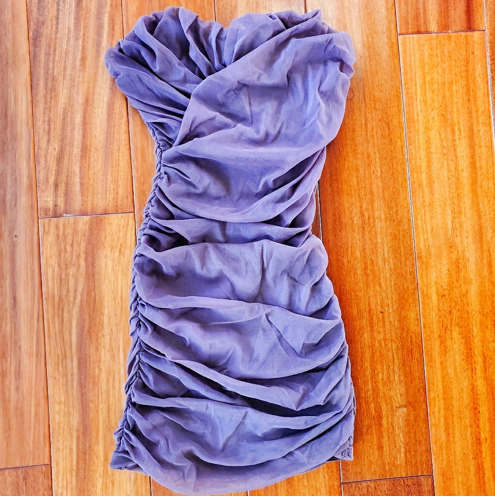 Lavender Ruffled Strapless Mini Dress
